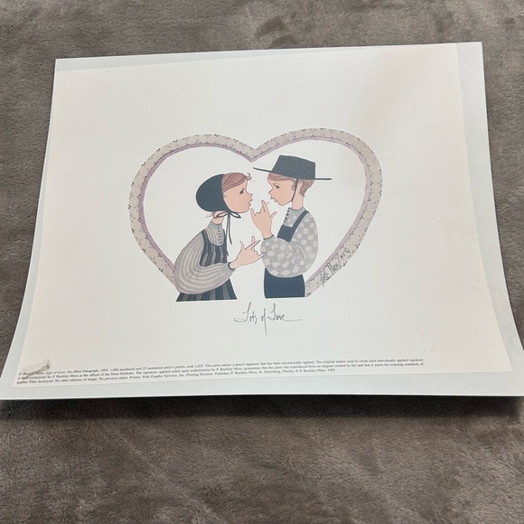P. BUCKLEY MOSS "LOTS OF LOVE" 1995 LIMITED EDITION HAND SIGNED PRINT Amish - Picture 2 of 9